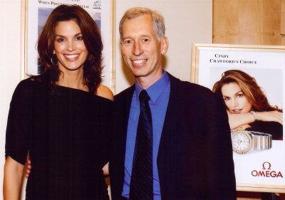 Gareth Stephens with Cindy Crawford, Omega ambassador